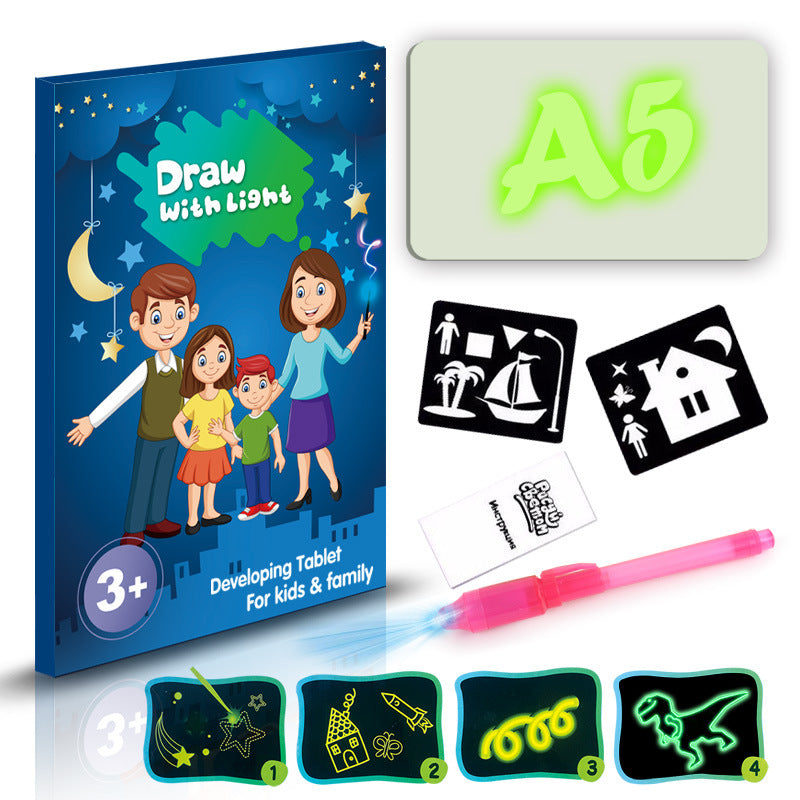 Educational Toy Drawing Pad 3D Magic 8 Light Effects Puzzle Board Sketchpad For 3+