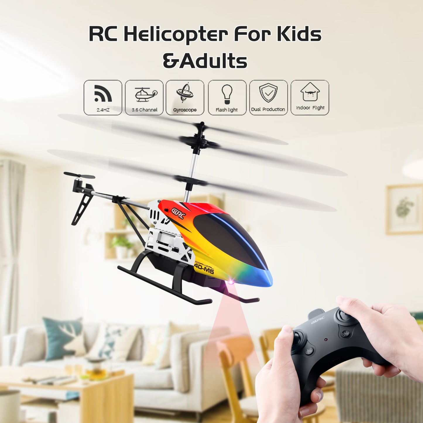 4DRC M5 RC Helicopter For Kids 3-12 And Beginners, Remote Control Helicopter With Altitude Hold, 2 Batteries With 30Mins Flight,Whole Alloy Toy.Logistics Is Randomly Sent By UPS,USPS,UNI.