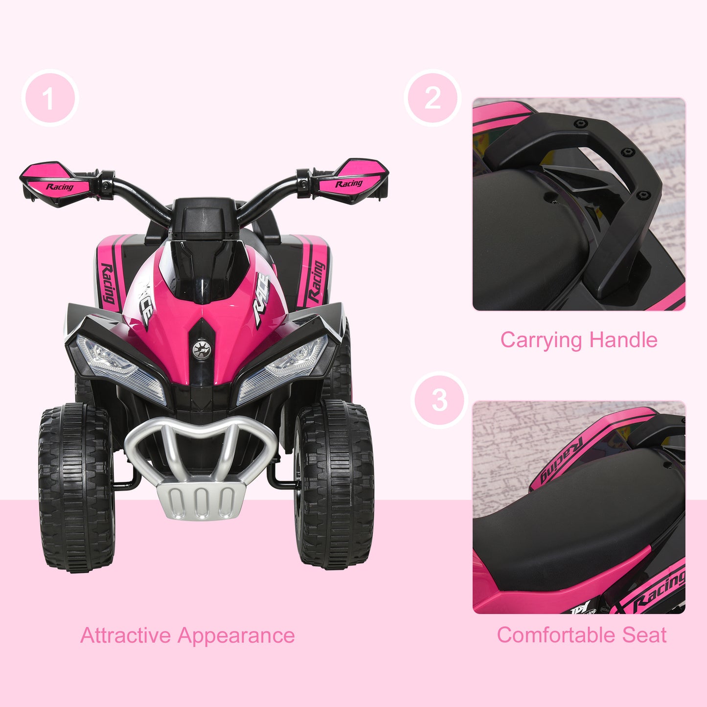 Toddler Push Car Foot-to-Floor 4 Wheels Music Light For Kids 18-36 Months