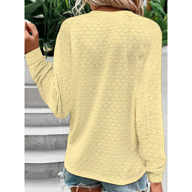 Women's Long Sleeve Shirts Dressy Casual Button V Neck Tops Loose Fit Trendy Fall Clothes
