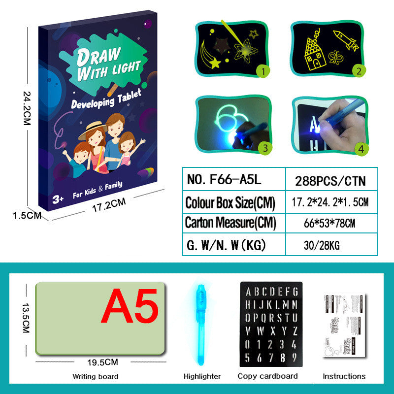 Educational Toy Drawing Pad 3D Magic 8 Light Effects Puzzle Board Sketchpad For 3+