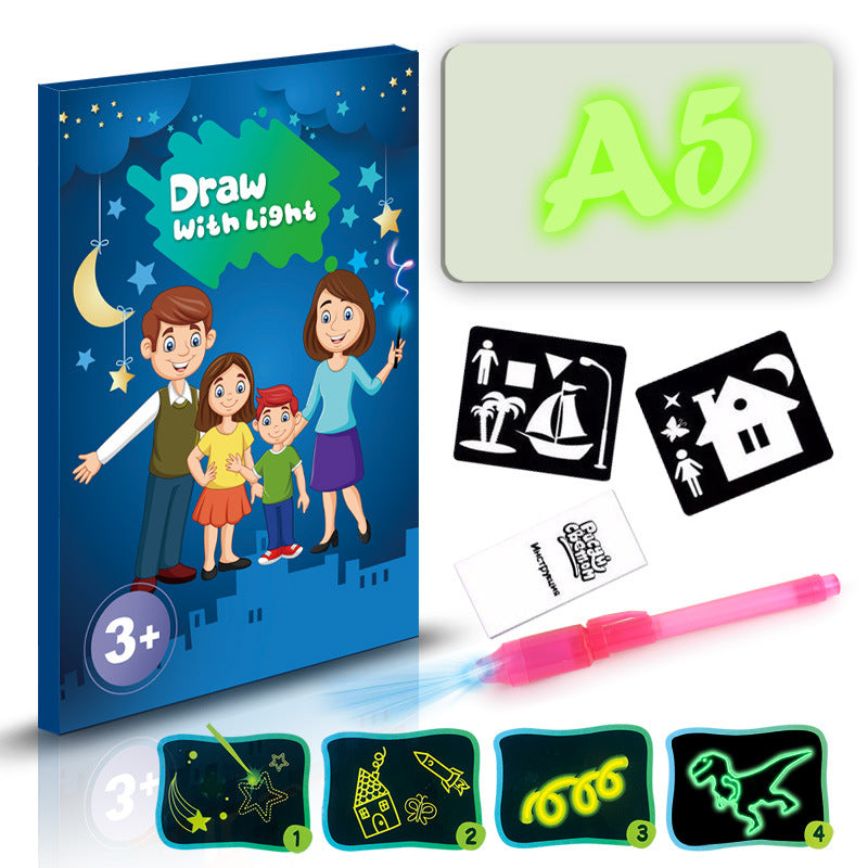 Educational Toy Drawing Pad 3D Magic 8 Light Effects Puzzle Board Sketchpad For 3+