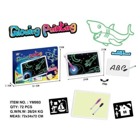 Educational Toy Drawing Pad 3D Magic 8 Light Effects Puzzle Board Sketchpad For 3+