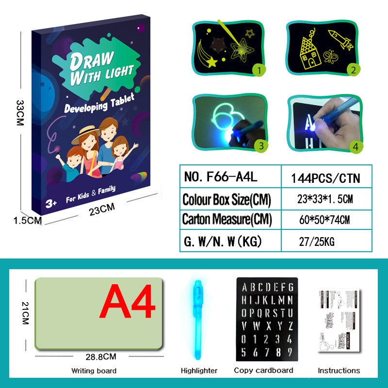 Educational Toy Drawing Pad 3D Magic 8 Light Effects Puzzle Board Sketchpad For 3+