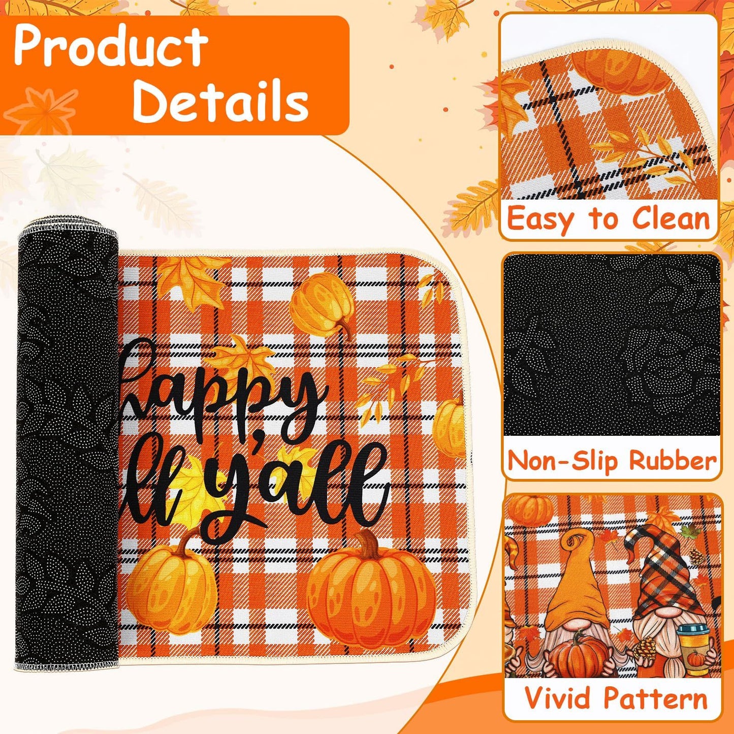 Fall Kitchen Mat Set Of 2, Autumn Kitchen Rugs Maple Leaves Kitchen Mats Decor Thanksgiving Decorative-Ban On Selling On Amazon