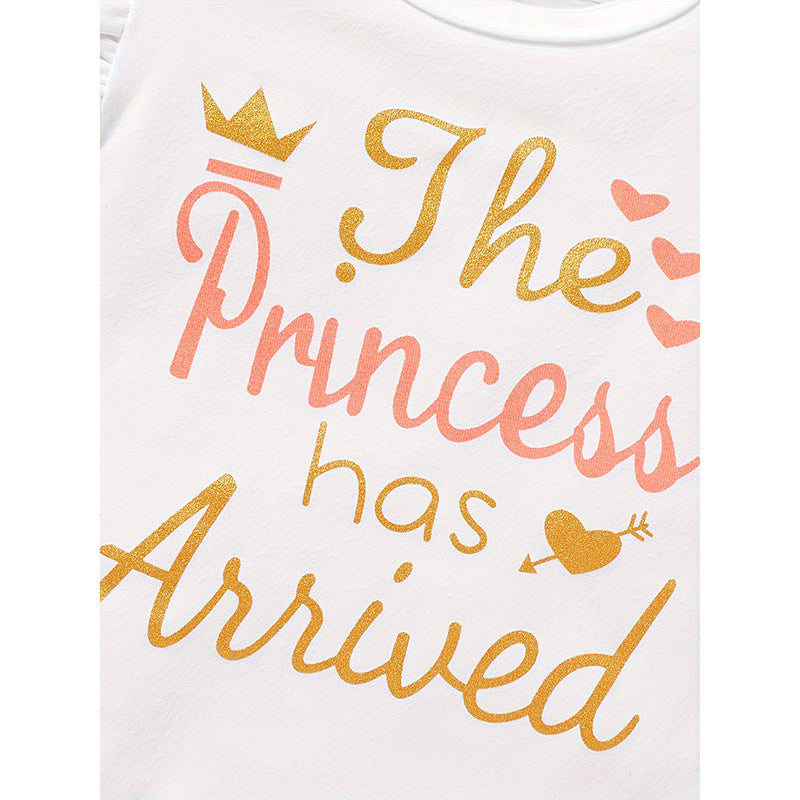 3PCS Newborn Baby Girl Outfits Infant Letter Print Romper & Tutu Skirt & Headband Coming Home Clothes Set