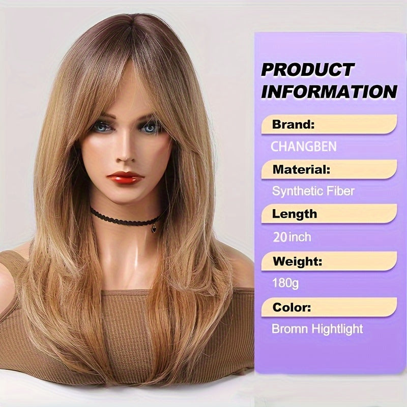 Elegant And Heat-resistant, Non-toxic Wig With Long Curly Hair And Waves, Synthetic Wig With Bangs, Daily Wig, Suitable For The Whole Scene.
