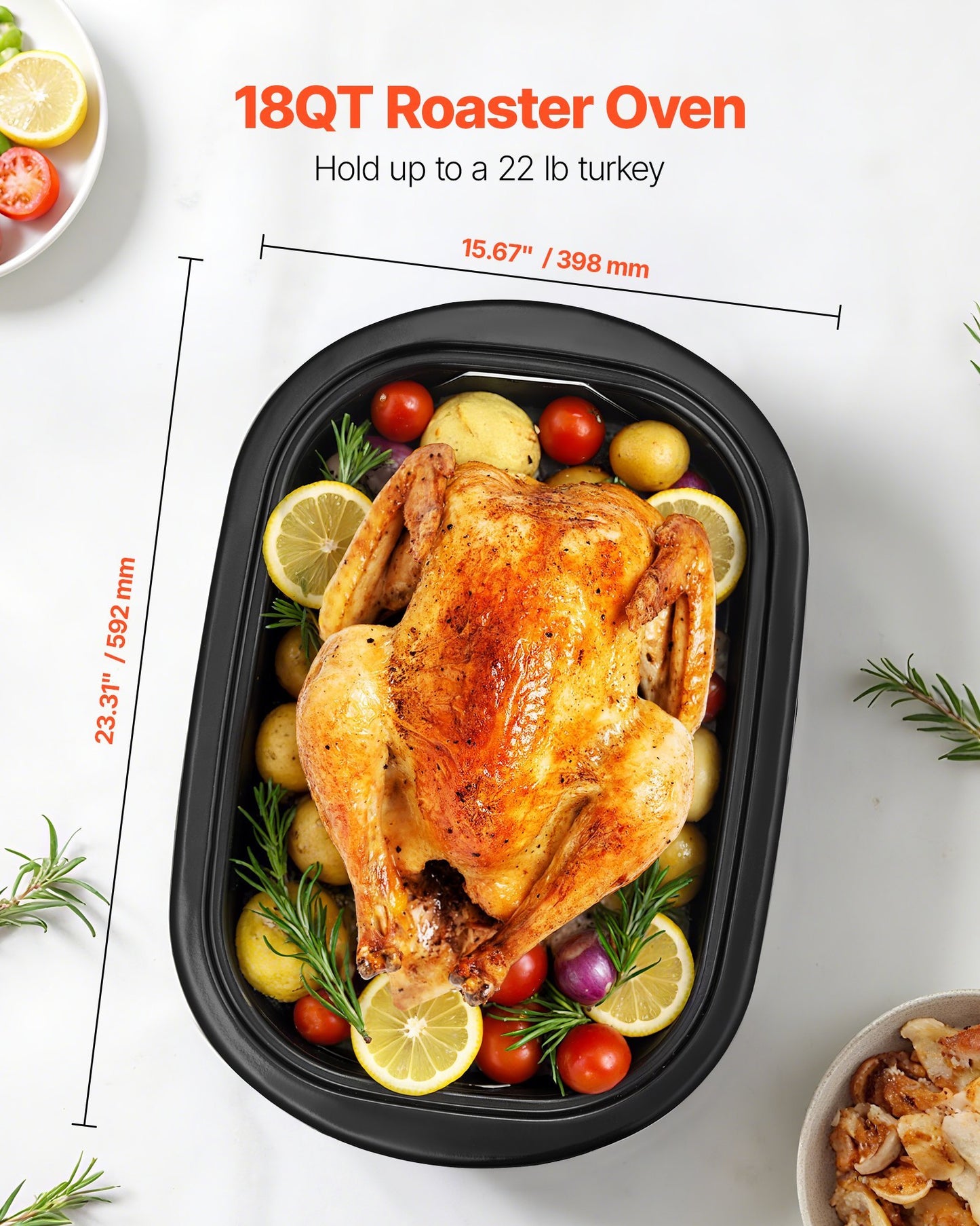 Electric Roaster Oven 18QT Electric Turkey Roaster With Self-Basting Lid