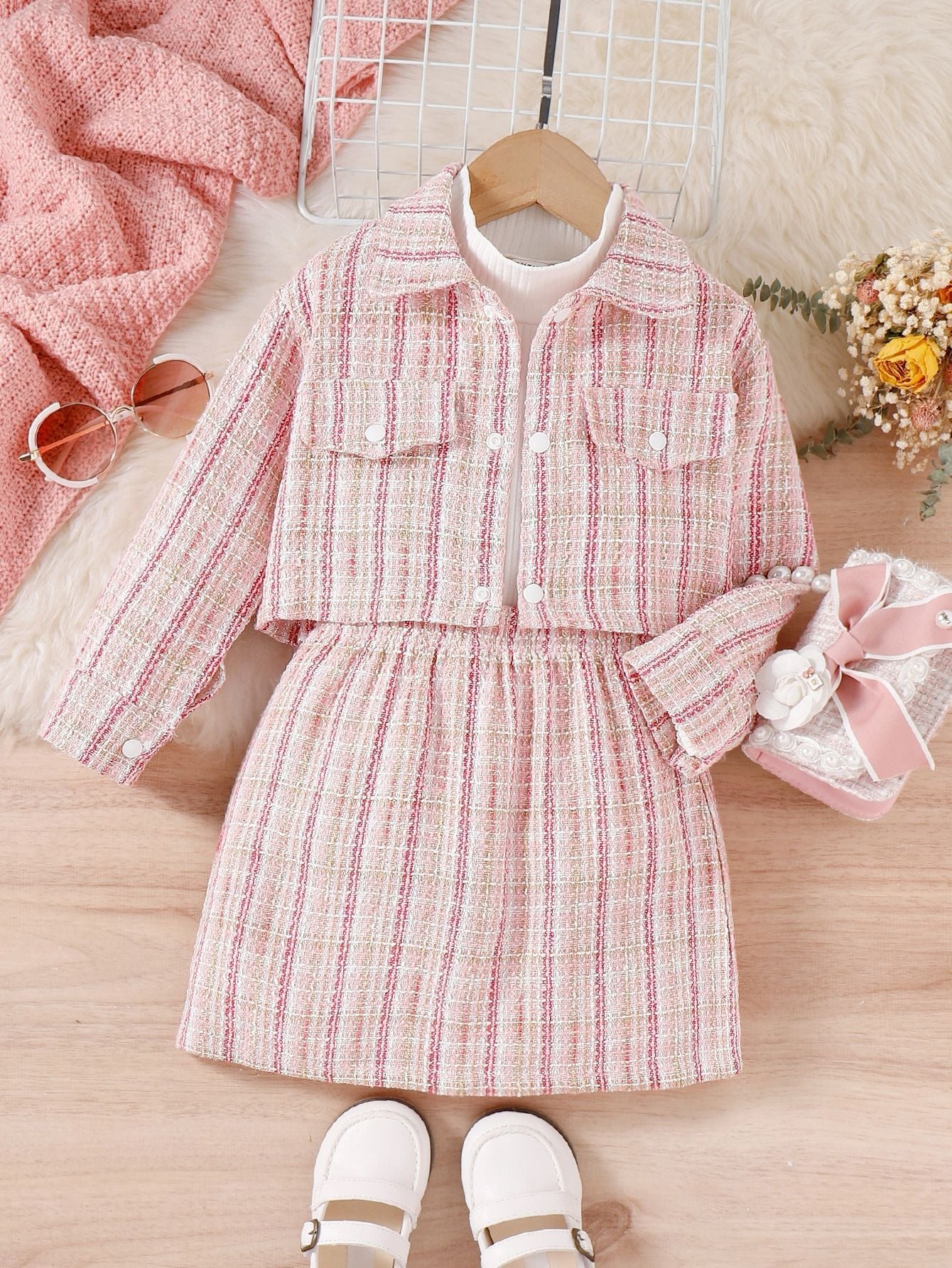 Fall Winter Coat Turtleneck Top Skirt