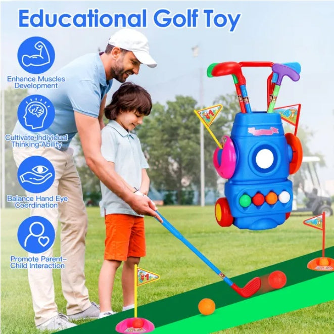 Toddler Golf Set With 4 Balls 4 Clubs 2 Holes 2 Flags Golf