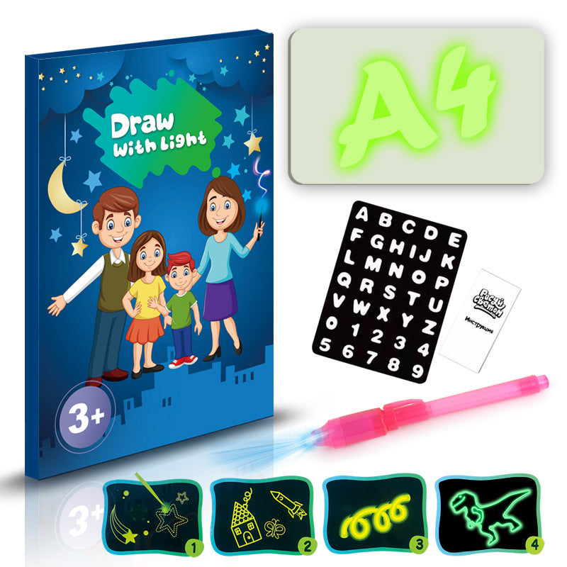 Educational Toy Drawing Pad 3D Magic 8 Light Effects Puzzle Board Sketchpad For 3+