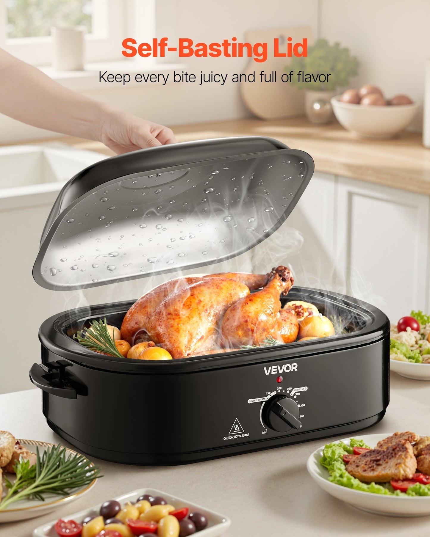 Electric Roaster Oven 18QT Electric Turkey Roaster With Self-Basting Lid