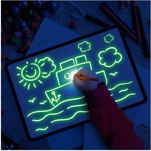 Educational Toy Drawing Pad 3D Magic 8 Light Effects Puzzle Board Sketchpad For 3+