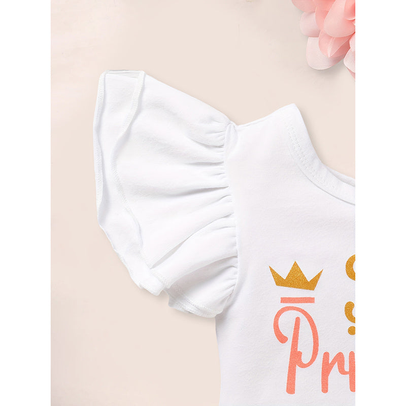 3PCS Newborn Baby Girl Outfits Infant Letter Print Romper & Tutu Skirt & Headband Coming Home Clothes Set