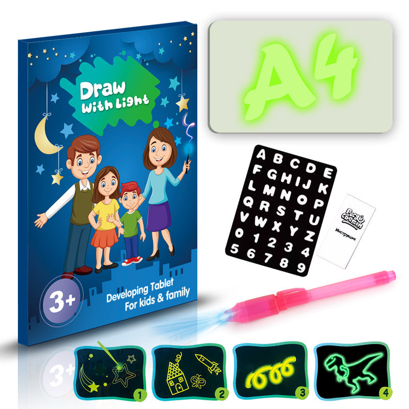 Educational Toy Drawing Pad 3D Magic 8 Light Effects Puzzle Board Sketchpad For 3+