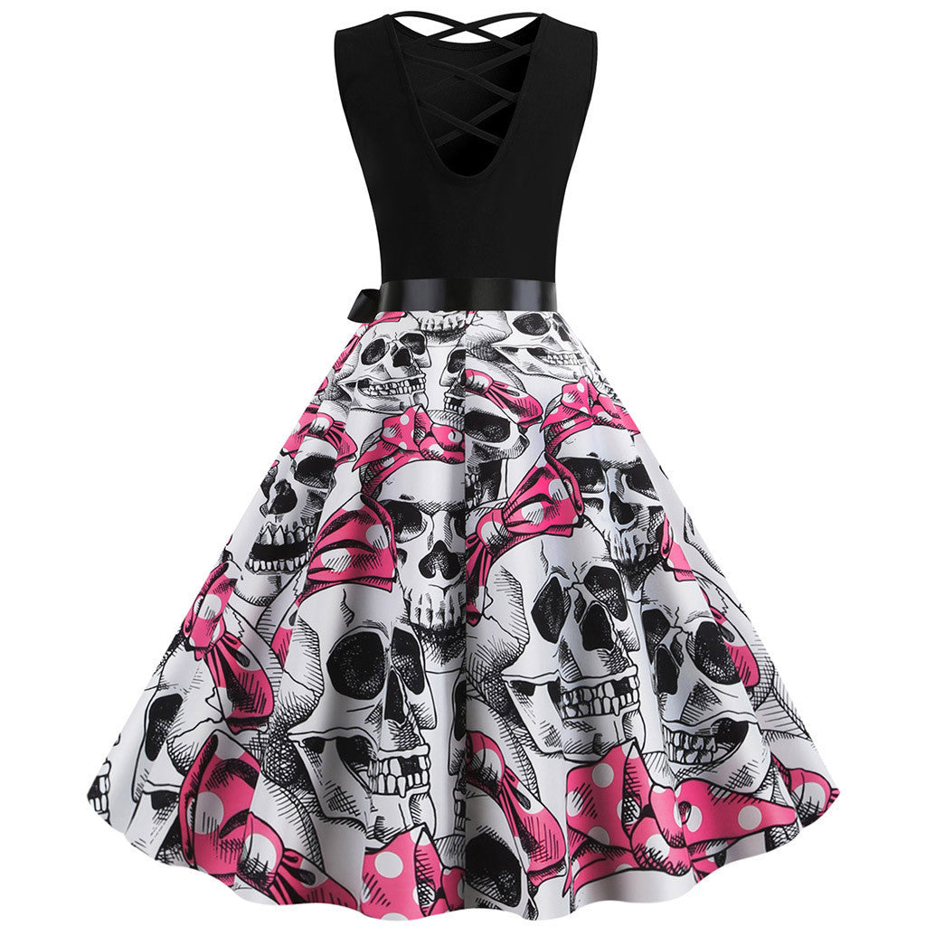 Halloween sleeveless print dress