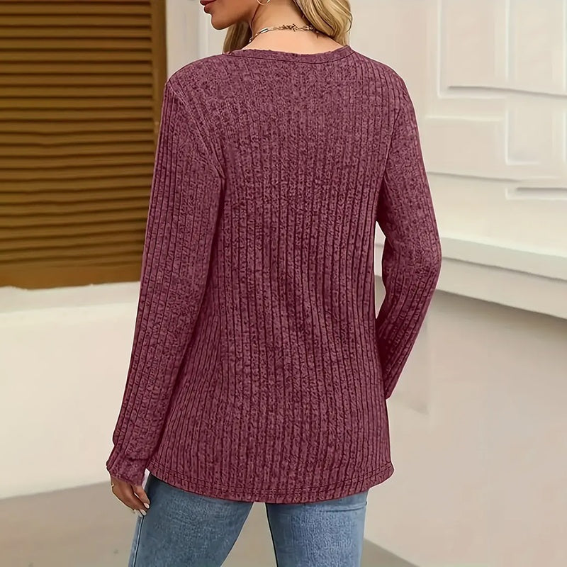 3 Pack Womens Long Sleeve Shirts V Neck Tunic Tops Loose Fit Lightweight Basic Casual Fall Clothes