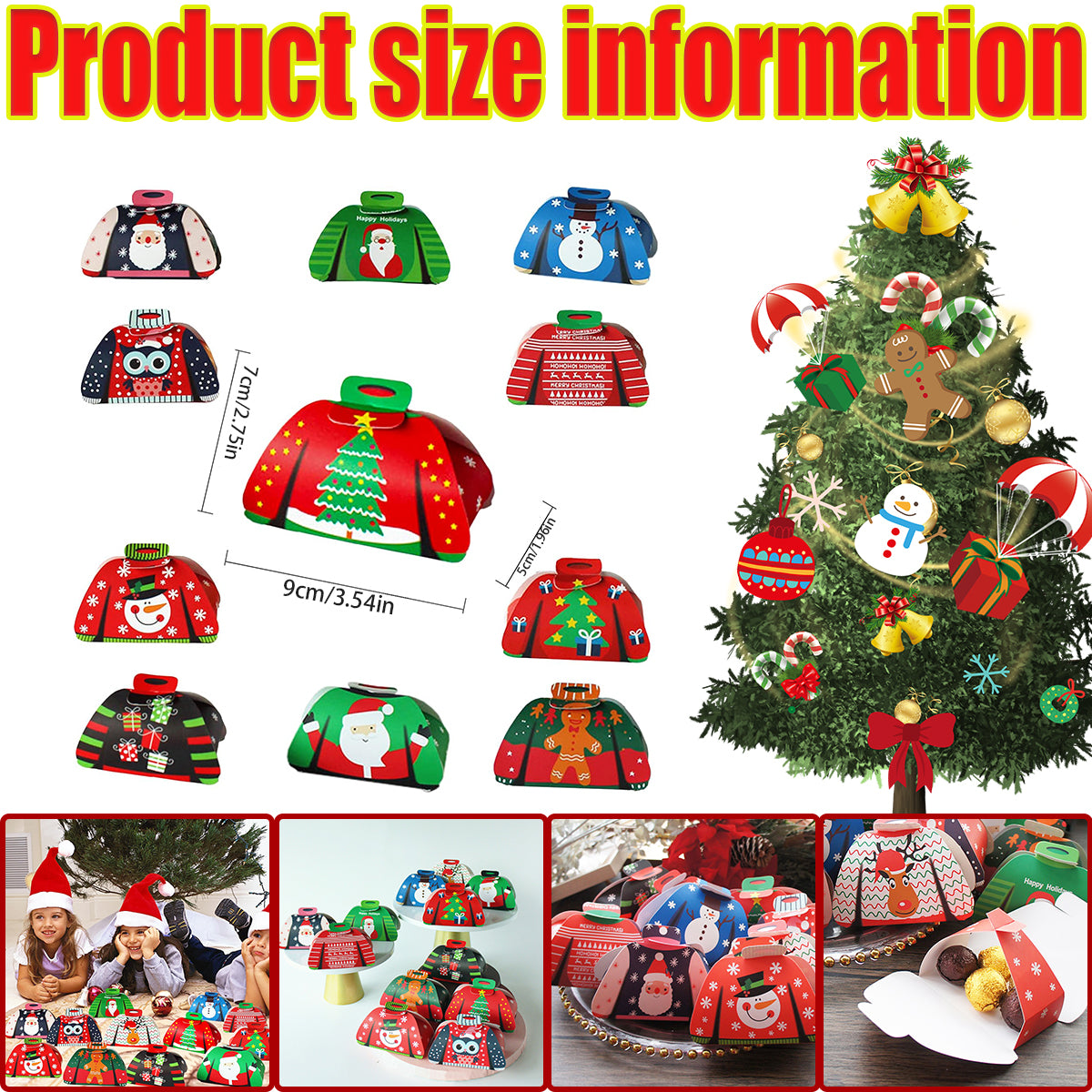 24PCS Christmas 3D Sweater Candy Boxes