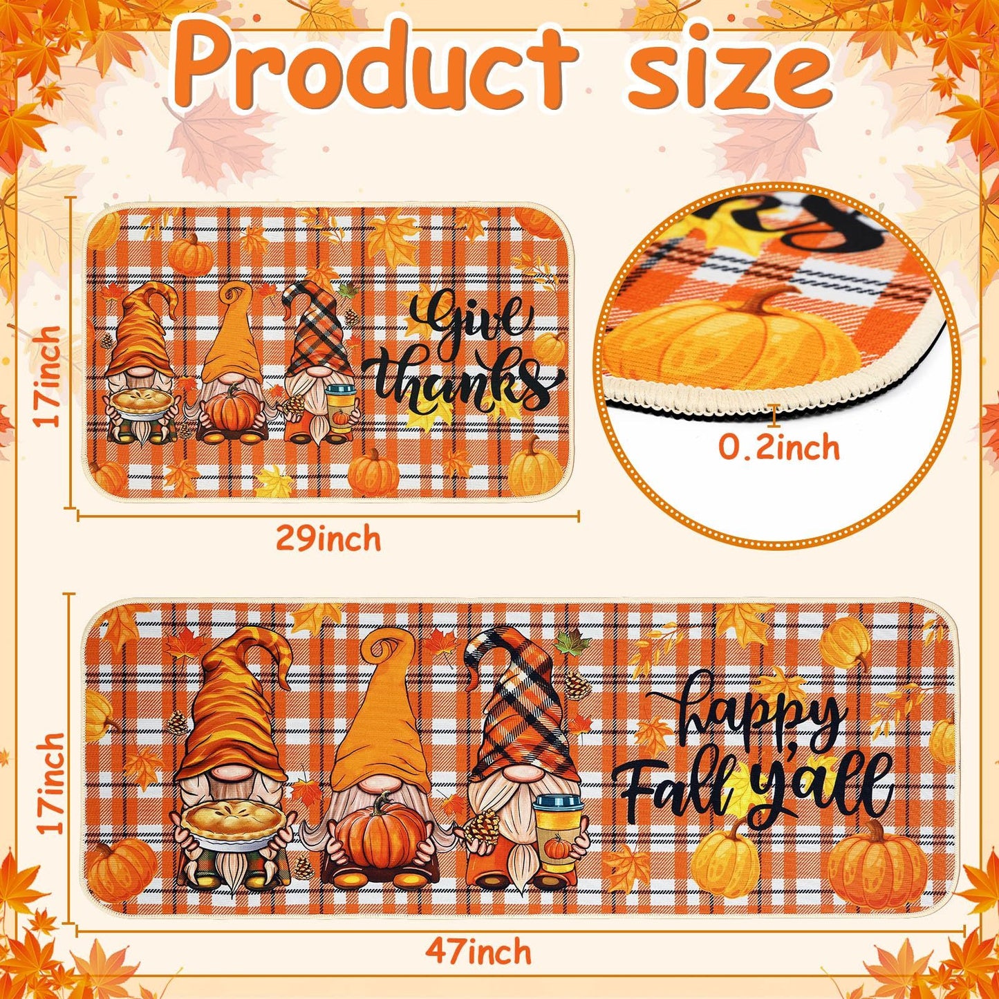 Fall Kitchen Mat Set Of 2, Autumn Kitchen Rugs Maple Leaves Kitchen Mats Decor Thanksgiving Decorative-Ban On Selling On Amazon