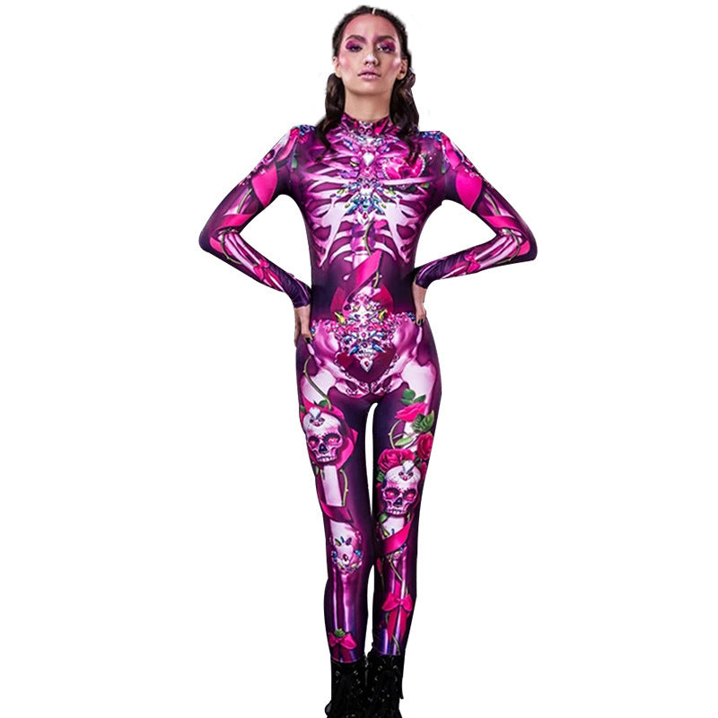 Halloween Women's Printed Skull Jumpsuit