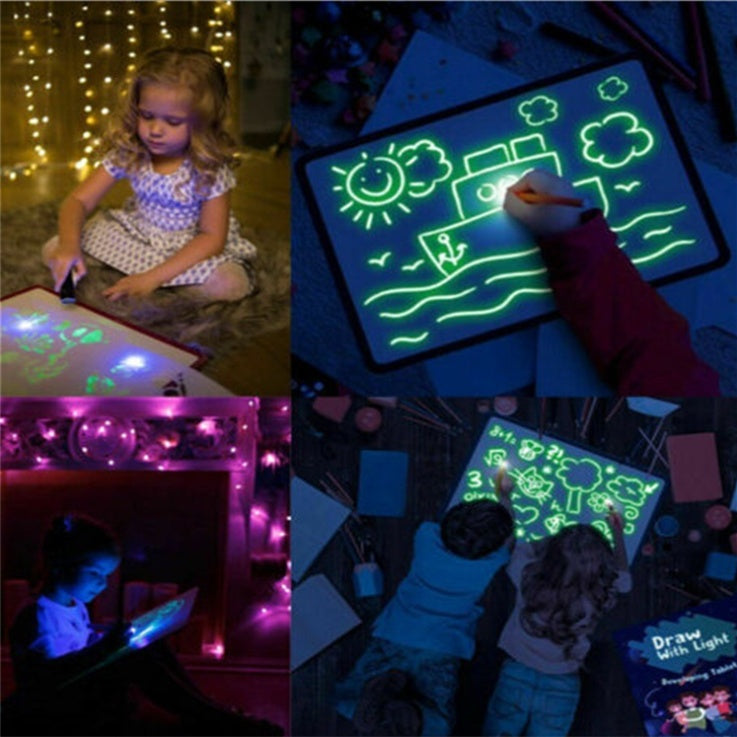 Educational Toy Drawing Pad 3D Magic 8 Light Effects Puzzle Board Sketchpad For 3+