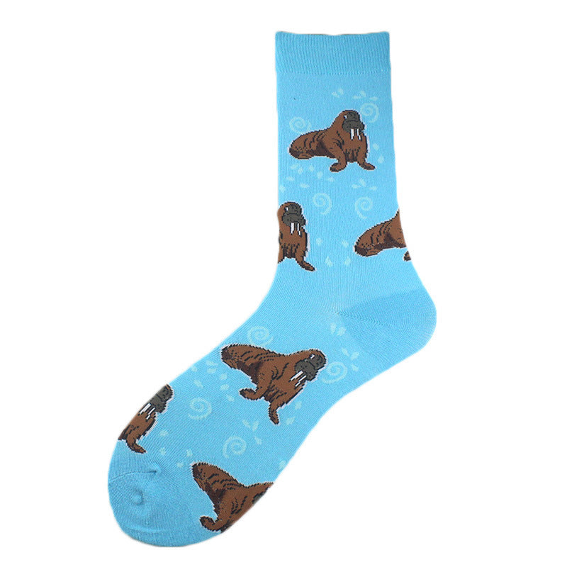 Foreign Trade Cross-border Trendy Socks Popular Middle Tube Cotton Animal Daily Life Series