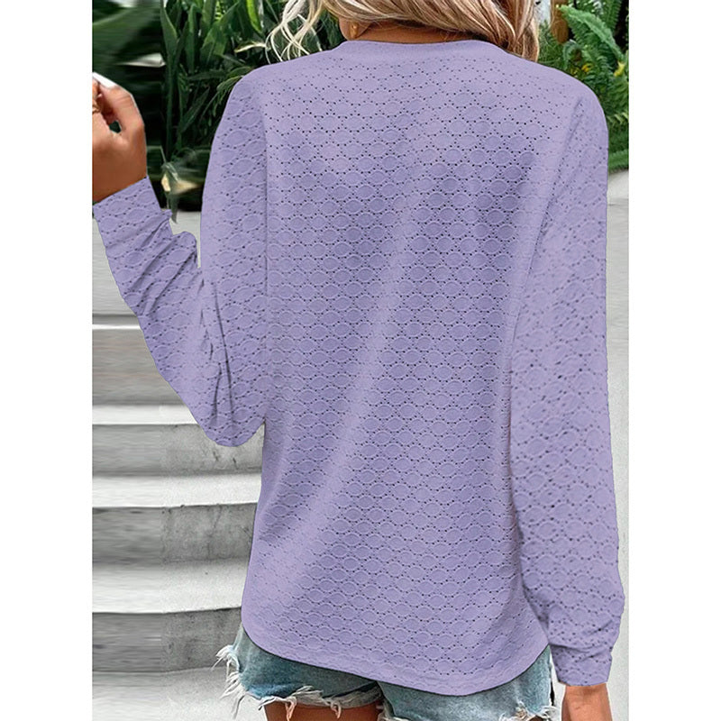 Women's Long Sleeve Shirts Dressy Casual Button V Neck Tops Loose Fit Trendy Fall Clothes